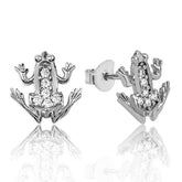 Boucles d'oreilles à tige en forme de grenouille en argent